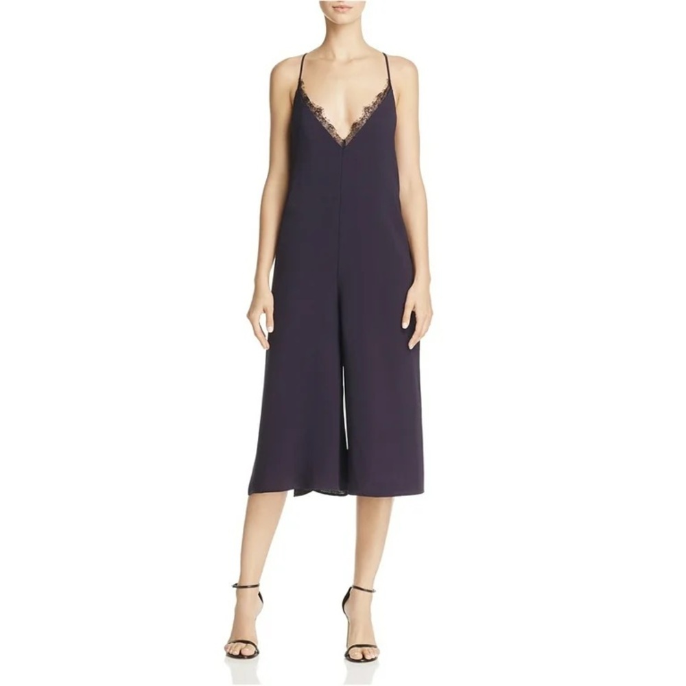 NWT French Connection Navy Blue Esther Crepe Lace Strappy Jumpsuit, Size 8